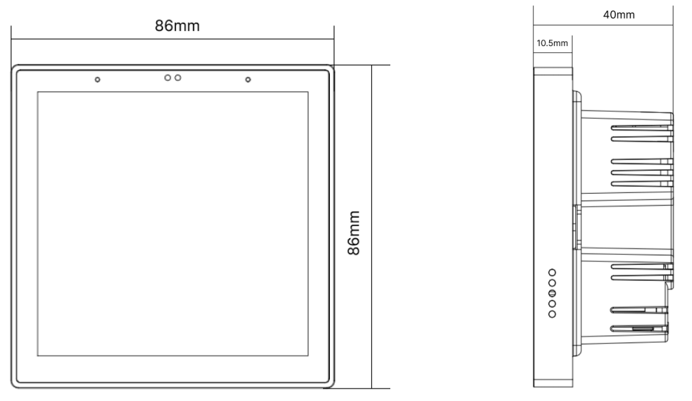 Dimension of DSGW-130 Smart Home Wall Touchscreen Control Panel