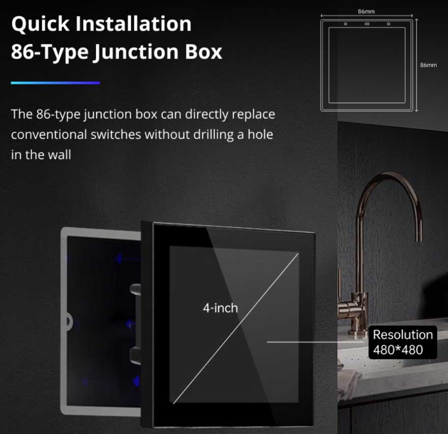 dsgw 130 touch screen light switch can be installed in 86mm electrical box