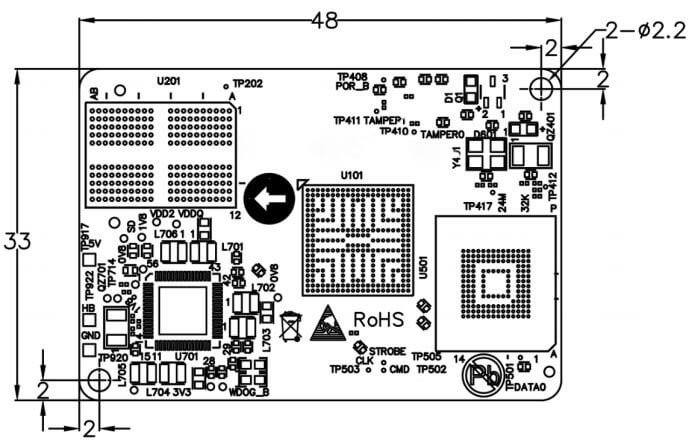 dsom 170n imx93 dimensions top